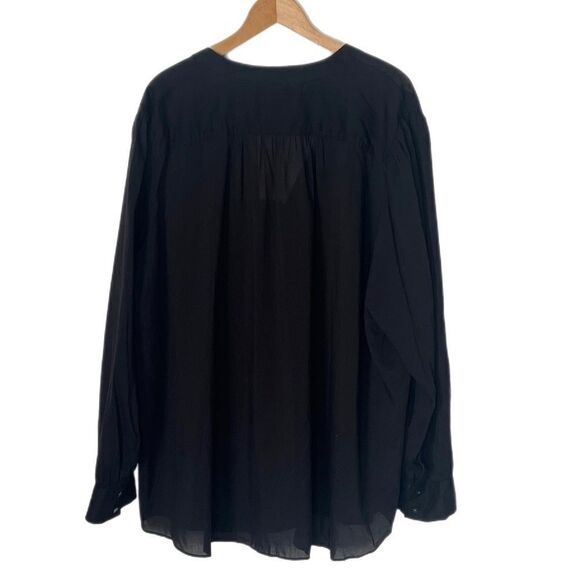 Lane Bryant Semi-Sheer Long Sleeve Blouse Black - Picture 2 of 5
